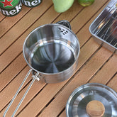 Portable Camping Samovar 304 Stainless Steel Kettle Removable Handle Travel Mini Kettle Glossy